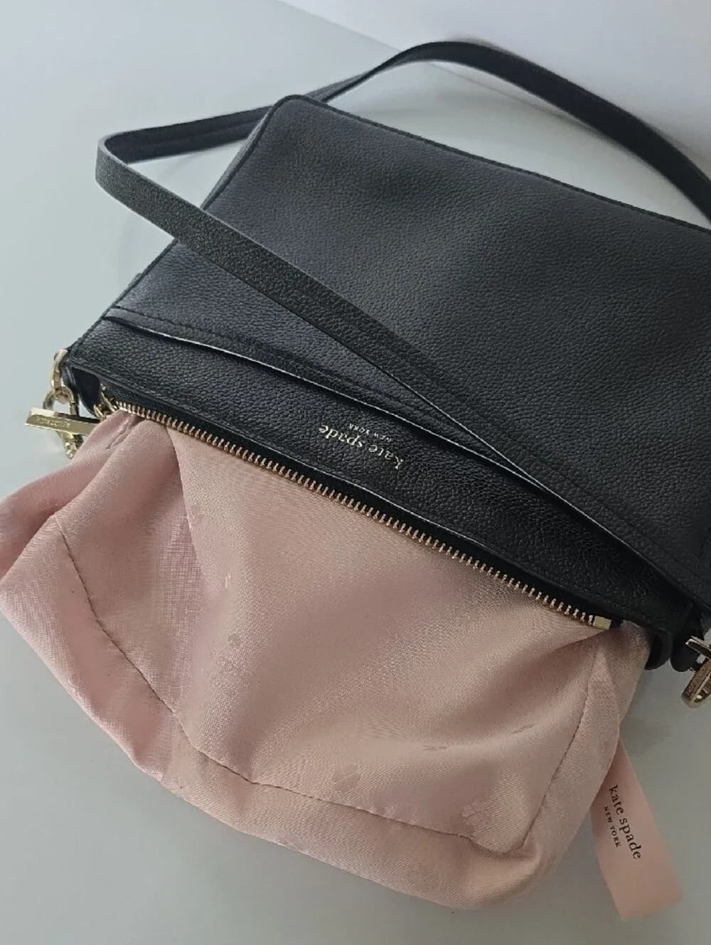 kate spade Black Pebbled 100% Cow Leather Crossbody with Gold Hardware